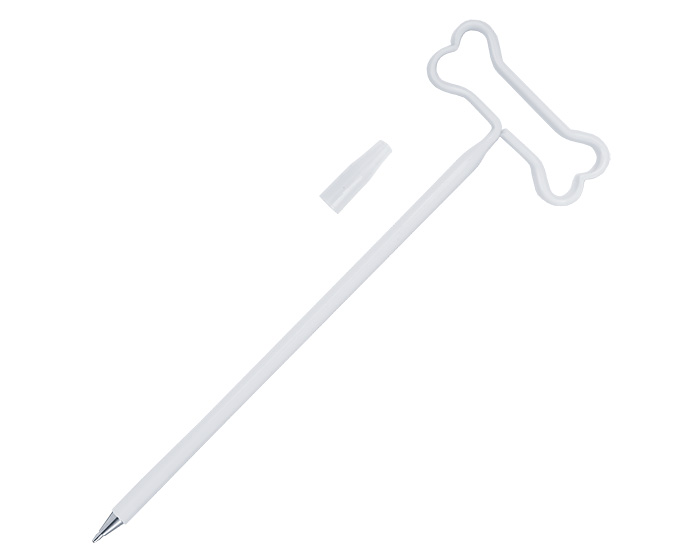 PLUMA PLASTICO EN FORMA DE HUESO CON TAPA TRANSPARENTE C147